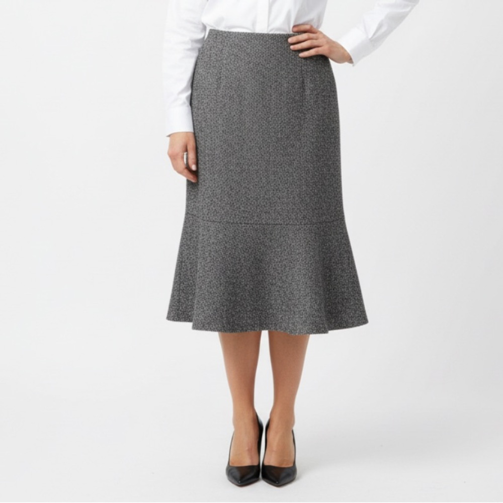 LRL Lauren Ralph Lauren Wool Blend Dress Skirt Bussel Gray Lined Side Zip Sz 14